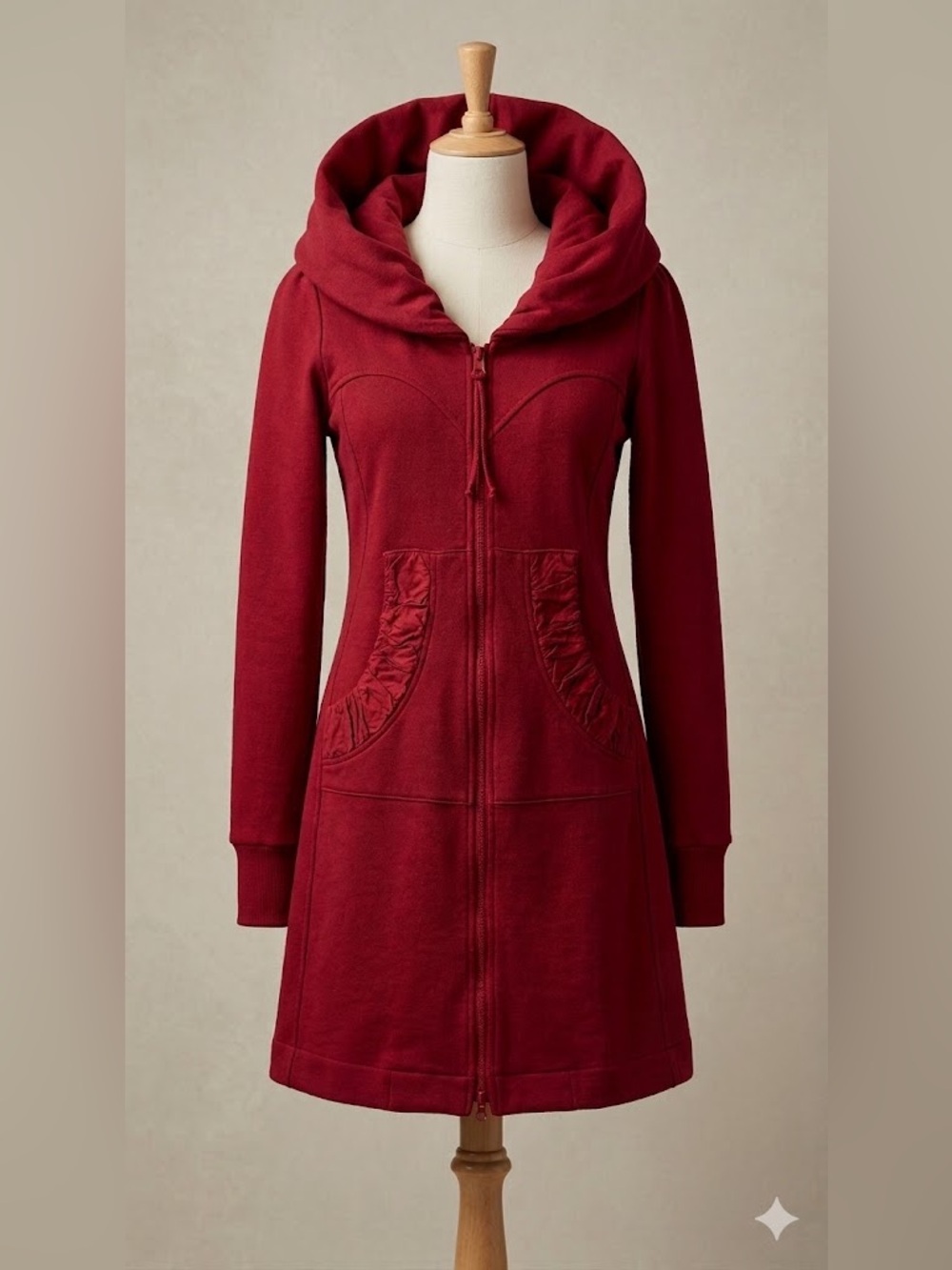 [Prairie Underground] Long Cloak Hoodie in Crimson Sz: M